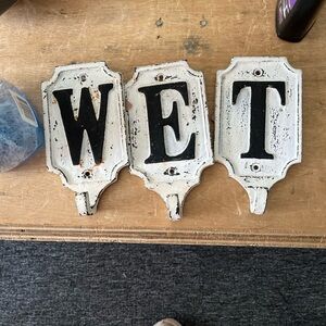 Pottery Barn Kids White and Black Vintage Letter Wall Hooks WET